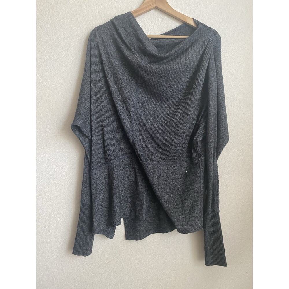 Free People Blouse Top Womens XS London Town Heather Gray Rubbed - Picture 3 of 6